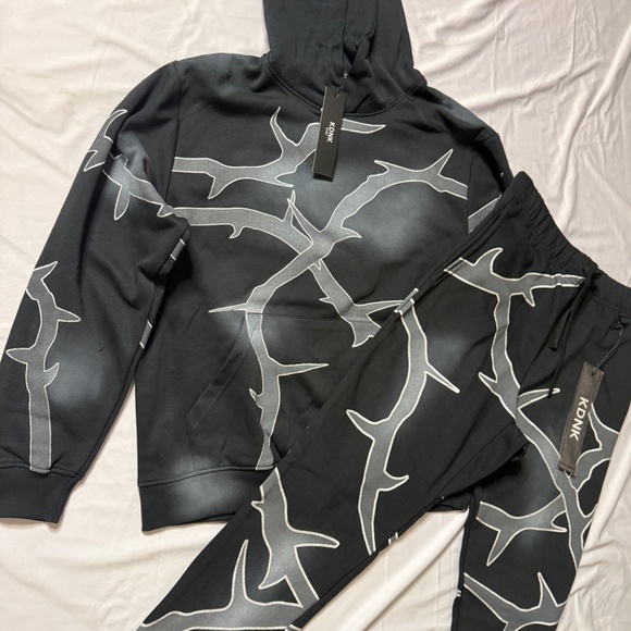 KDNK Sweatsuit Thorn Style Black/Charcoal Grey Men Size Small, Medium and Large - Picture 2 of 10